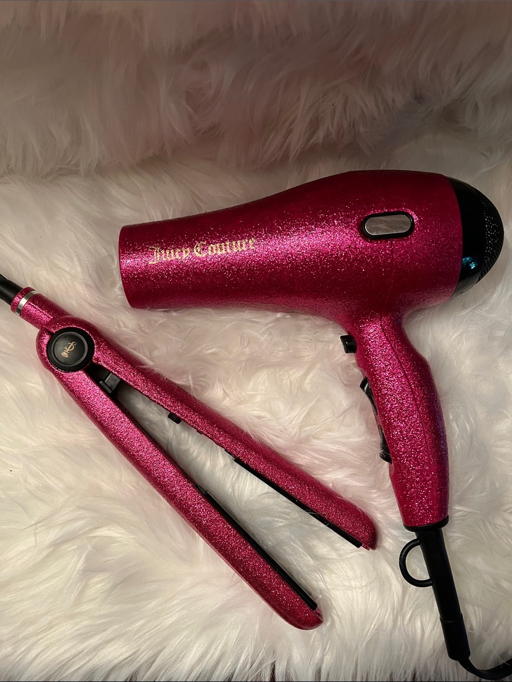 Juicy Couture Sparkling Fuchsia Hair Dryer and Flat Iron Set